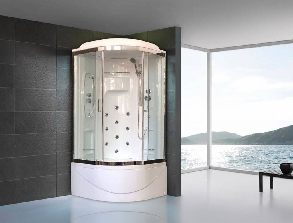 Купить душевая кабина royal rb 100nrw-t-ch, вп,пс,акриловая задняя стенка,гидромассаж в Иваново магазин сантехники Суперстрой