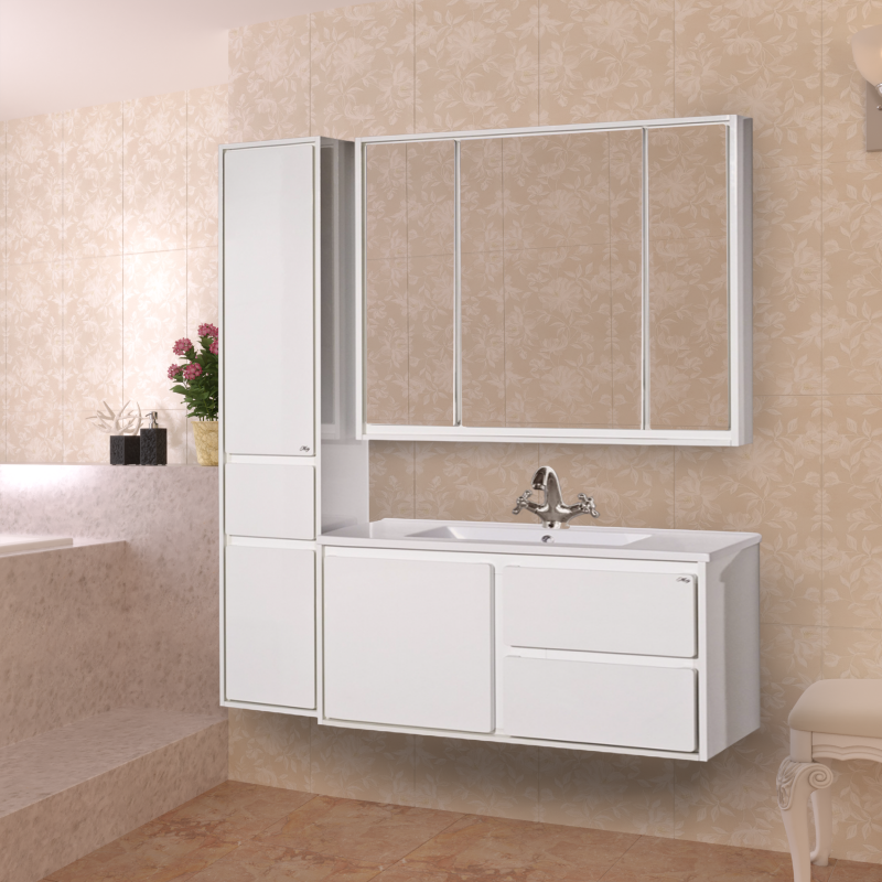 Купить тумба подвесная барселона -105 с 3 ящиками ,белая эмаль,misty. в Иваново магазин сантехники Суперстрой