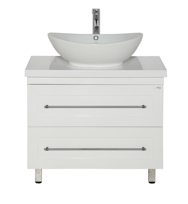 Купить тумба гамма -80 напольная белая эмаль с 2 ящ.,misty. в Иваново магазин сантехники Суперстрой