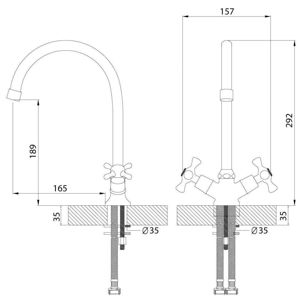Купить смеситель для кухни h02-72, rossinka. в Иваново магазин сантехники Суперстрой