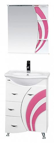 Купить тумба каролина - 60  с 3-мя ящ.прав. розовое стекло,misty. в Иваново магазин сантехники Суперстрой