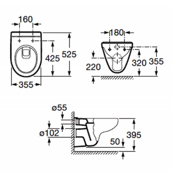 Купить унитаз victoria подвесной с сиденьем, roca. в Иваново магазин сантехники Суперстрой