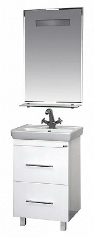 Купить тумба елена - 50 с 2 ящ. направл. с довод. белая, misty в Иваново магазин сантехники Суперстрой