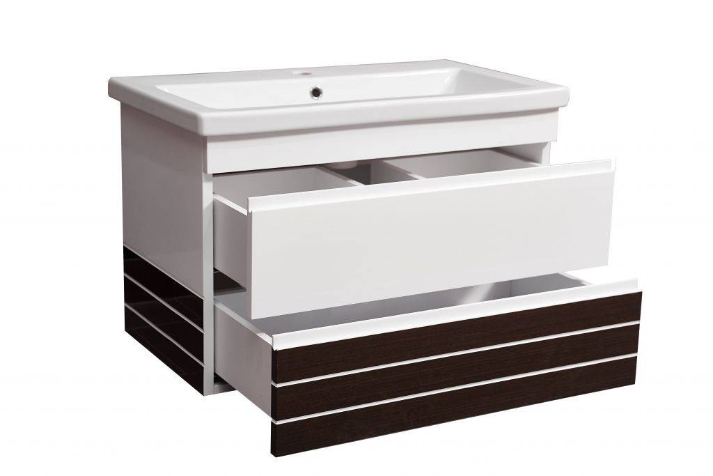 Купить тумба алисия-80 2 ящика шпон/венге подвесная+ раковина сомо ,stella polar. в Иваново магазин сантехники Суперстрой