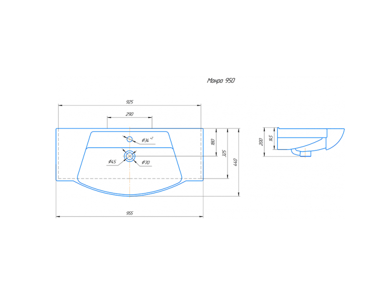 Купить тумба монро-95 подвесная 2 ящ.+раковина, мисти. в Иваново магазин сантехники Суперстрой