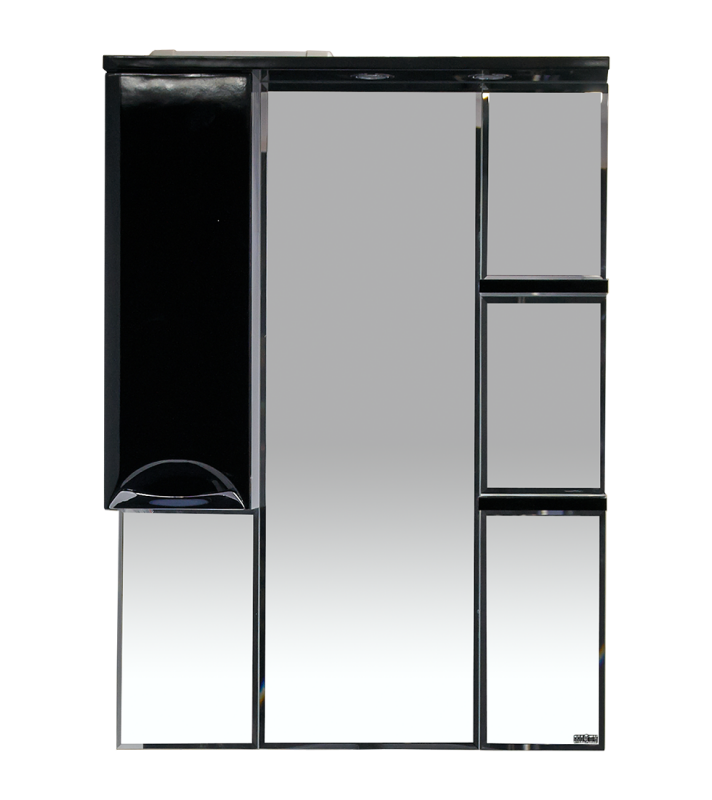Купить зеркало-шкаф жасмин - 75 лев. (свет) чёрная эмаль,misty. в Иваново магазин сантехники Суперстрой