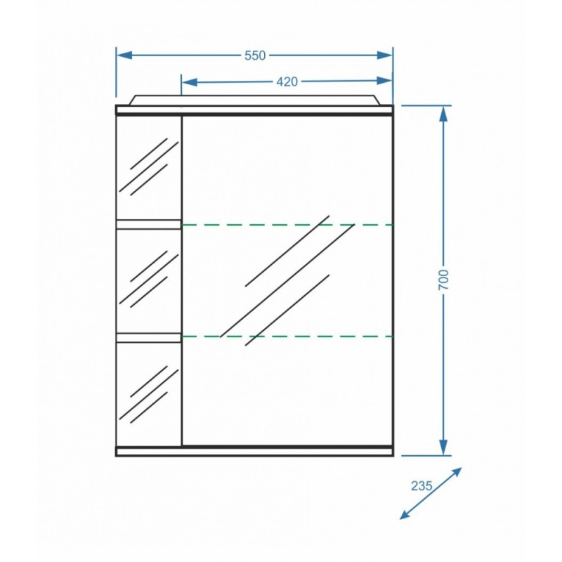 Купить зеркало-шкаф нелея-55/с правое белый, stella polar. в Иваново магазин сантехники Суперстрой