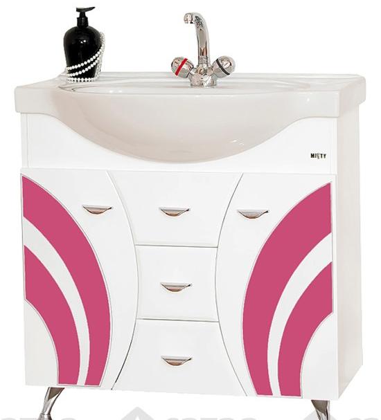 Купить тумба каролина - 80  с 3-мя ящ. розовое стекло,misty. в Иваново магазин сантехники Суперстрой