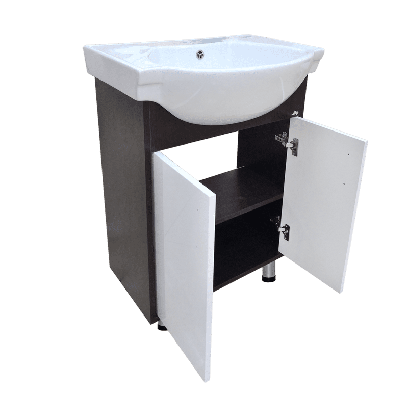 Купить тумба панда-70 прямая белый/венге+ раковина, misty. в Иваново магазин сантехники Суперстрой