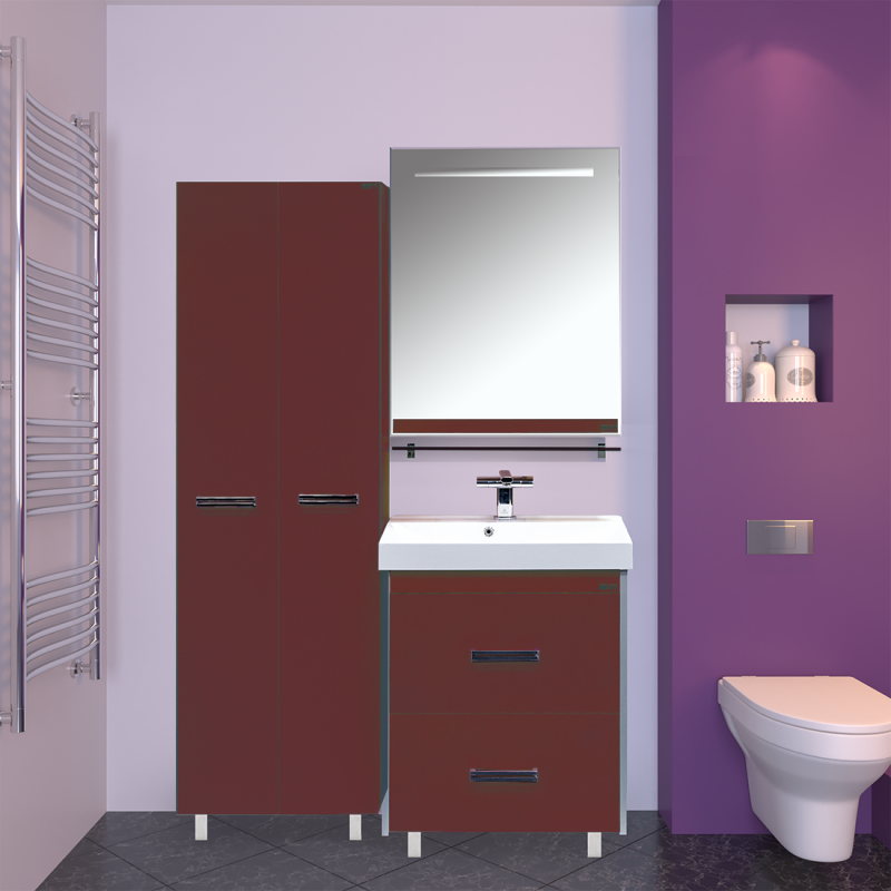 Купить зеркало джулия - 65  с полочкой 12 мм бордовое,misty. в Иваново магазин сантехники Суперстрой