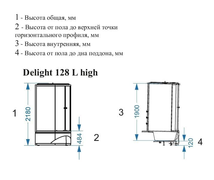 Купить душевая  кабина domani spa delight high 120*80  l вп пс в Иваново магазин сантехники Суперстрой