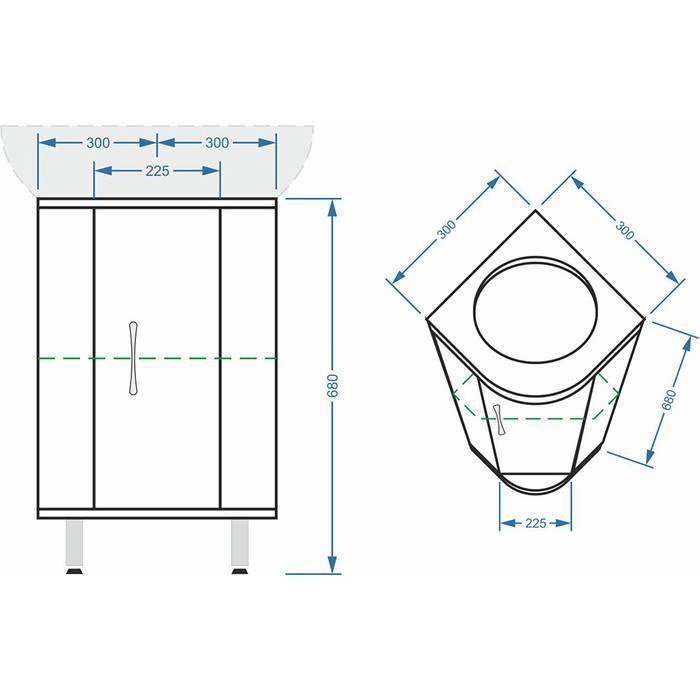 Купить тумба угловая концепт-30 эко белый+раковина веер, stella polar. в Иваново магазин сантехники Суперстрой