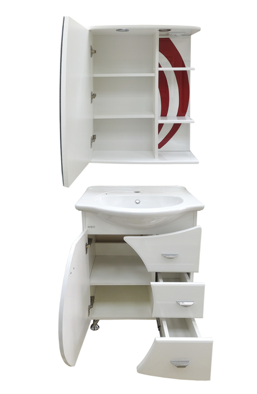 Купить зеркало - шкаф каролина - 60   лев. (свет) красное (стекло),misty. в Иваново магазин сантехники Суперстрой