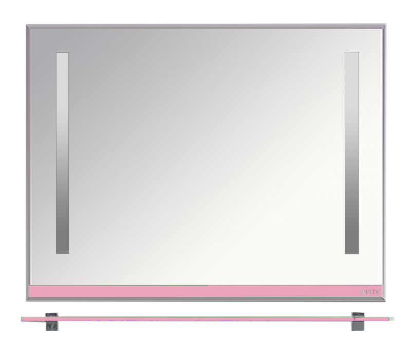Купить зеркало джулия -105 с полочкой 12 мм розовое,misty. в Иваново магазин сантехники Суперстрой