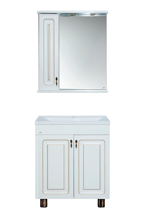 Купить зеркало - шкаф вояж - 60 лев. белая патина, misty. в Иваново магазин сантехники Суперстрой