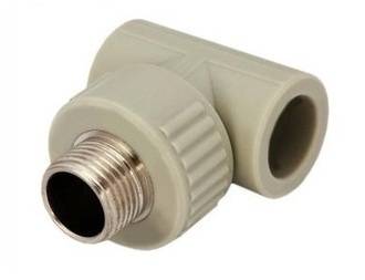 Купить тройник п/п комбинированный 32*1 нар рез серый, spk. в Иваново магазин сантехники Суперстрой