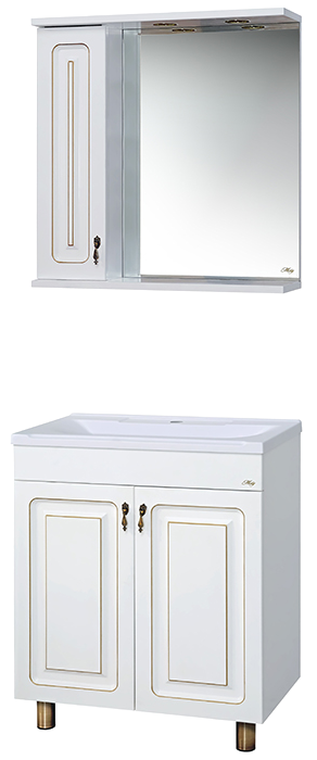 Купить зеркало - шкаф вояж - 80 лев. белое патина,misty. в Иваново магазин сантехники Суперстрой