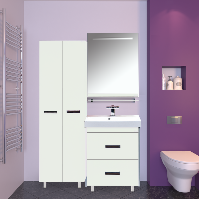 Купить зеркало джулия - 60  с полочкой 12 мм белое,misty. в Иваново магазин сантехники Суперстрой