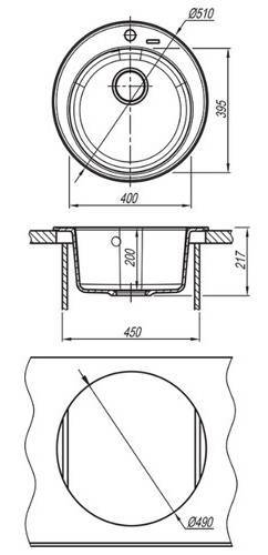 Купить мойка композитная adriano 13-03 (темный серый),brossko в Иваново магазин сантехники Суперстрой