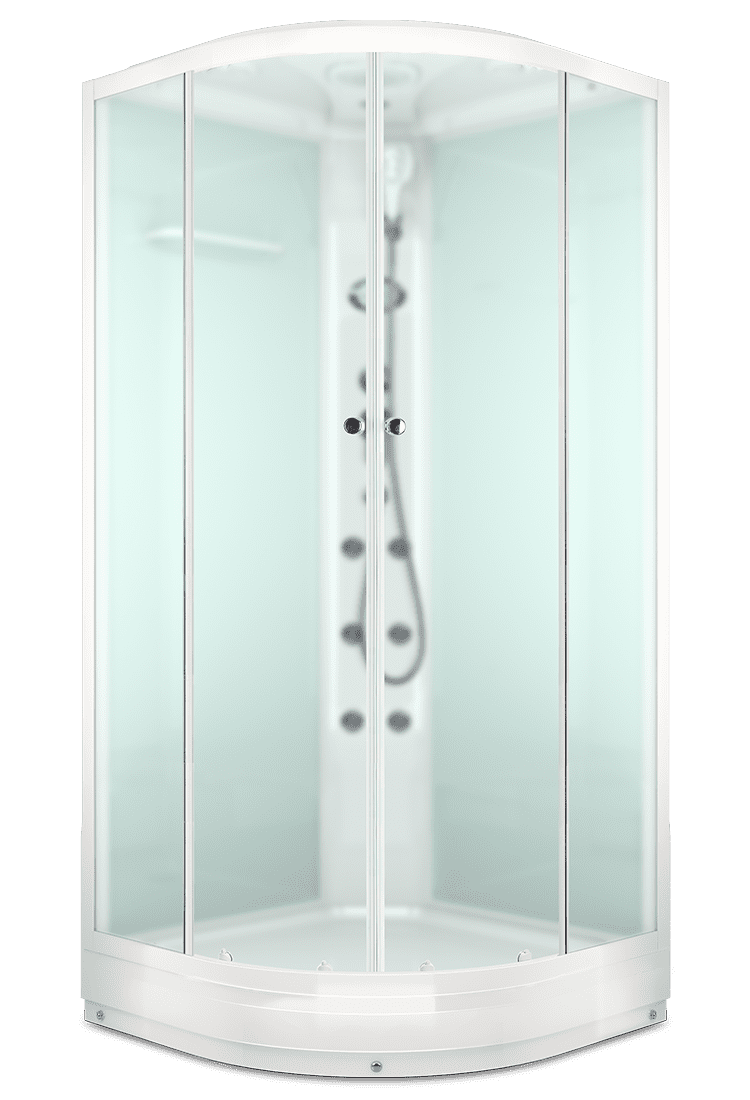 Купить душевая кабина domani spa delight 99 90*90  нп мс, белая задняя стенка, электрика, гидромассаж в Иваново магазин сантехники Суперстрой