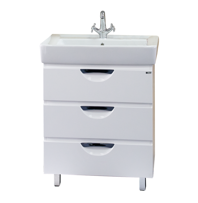Купить тумба жасмин - 60, 3 ящ. белая эмаль направ. с доводчиком ,misty. в Иваново магазин сантехники Суперстрой