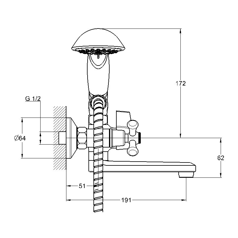 Купить смеситель для ванны с душем qml3-a856, g-lauf. в Иваново магазин сантехники Суперстрой