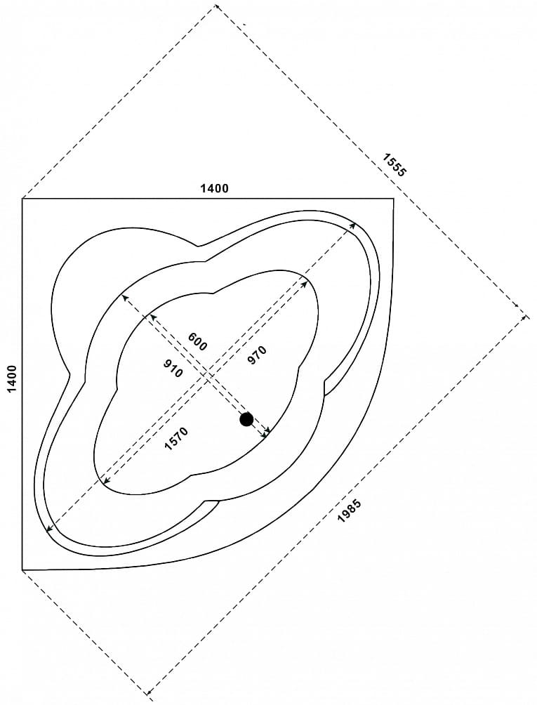 Купить ванна акриловая имеджен 1390*1390, bas. в Иваново магазин сантехники Суперстрой