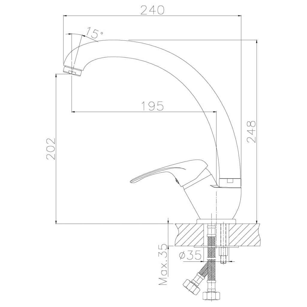 Купить смеситель а35-25 для кухни, rossinka. в Иваново магазин сантехники Суперстрой