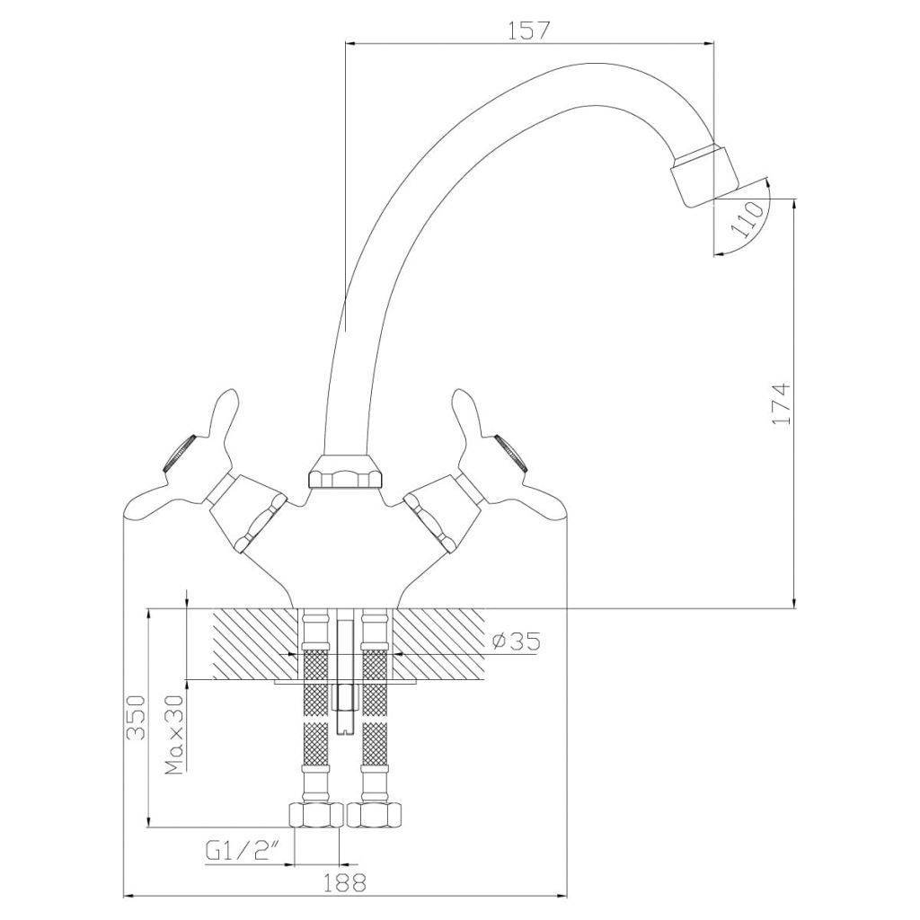 Купить смеситель для кухни q02-71, rossinka. в Иваново магазин сантехники Суперстрой
