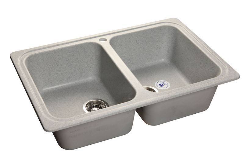 Купить мойка кухонная керамогранит standart gf-s780к (серая) 2 чаши, granfest. в Иваново магазин сантехники Суперстрой