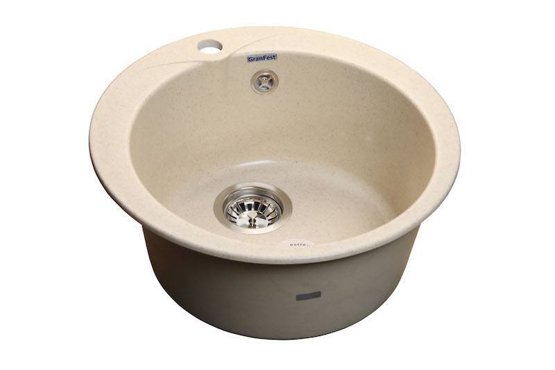 Купить мойка кухонная керамогранит rondo gf-r480 (бежевая 328), granfest. в Иваново магазин сантехники Суперстрой