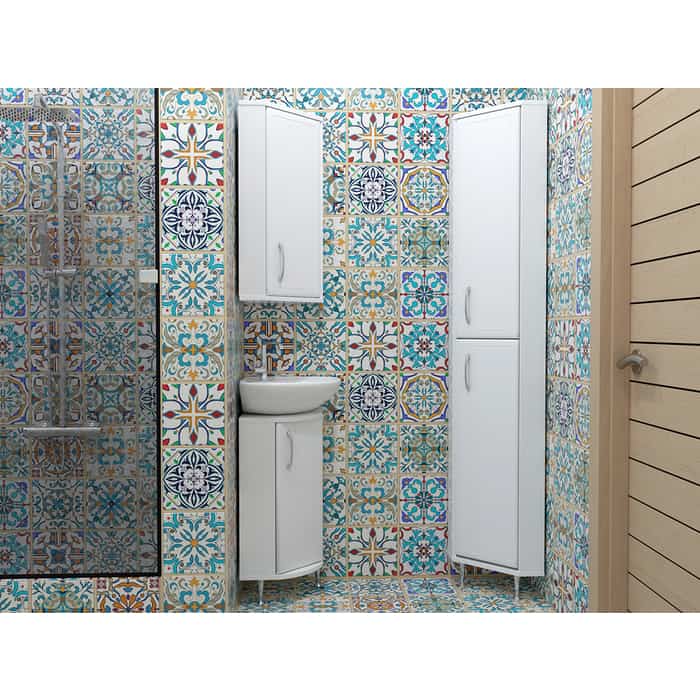 Купить тумба угловая концепт-30 эко белый+раковина веер, stella polar. в Иваново магазин сантехники Суперстрой