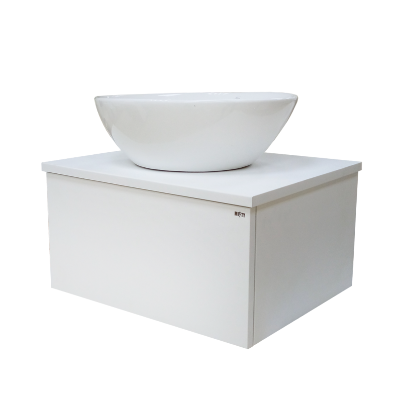 Купить тумба ива - 60 подвесная белая пленка 1 ящ.,без раковины, misty. в Иваново магазин сантехники Суперстрой