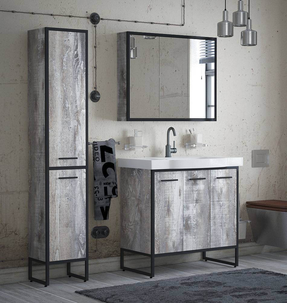 Купить зеркало-шкаф айрон-90 черный/антик, corozo. в Иваново магазин сантехники Суперстрой