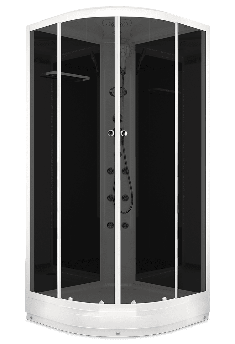 Купить душевая кабина domani spa delight 110, 100*100  нп тс задняя стенка черная, электрика, гидромассаж в Иваново магазин сантехники Суперстрой