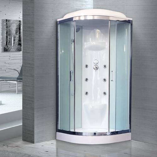 Купить душевая кабина royal bath rb 100hk7-wt-ch,100*100*217,нп пс,белая задняя стенка, гидромассаж в Иваново магазин сантехники Суперстрой