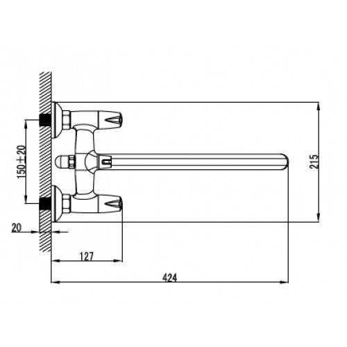 Купить смеситель для ванны topaz 17155+062 душевой набор,kaiser в Иваново магазин сантехники Суперстрой