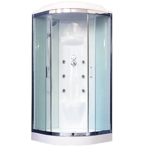 Купить душевая кабина royal bath rb 100hk7-wt-ch,100*100*217,нп пс,белая задняя стенка, гидромассаж в Иваново магазин сантехники Суперстрой