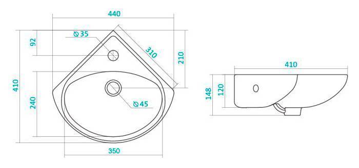 Купить раковина ирис-36 1wh110514 угловая, santek. в Иваново магазин сантехники Суперстрой