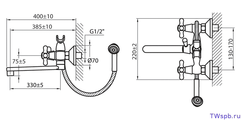 Купить смеситель для ванны кайзер 1014242, варион. в Иваново магазин сантехники Суперстрой