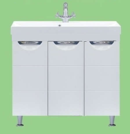 Купить тумба петра-75 белая эмаль+раковина , misty. в Иваново магазин сантехники Суперстрой