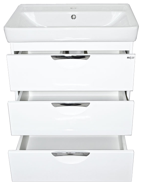 Купить тумба жасмин - 60, 3 ящ. белая эмаль направ. с доводчиком ,misty. в Иваново магазин сантехники Суперстрой