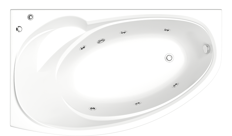 Купить ванна акриловая флорида 1600*900 с экраном и гидромассажем левая, bas. в Иваново магазин сантехники Суперстрой
