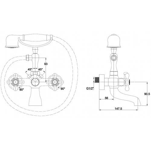 Купить смеситель для ванны carlson style 44322-1 bronze,kaiser в Иваново магазин сантехники Суперстрой