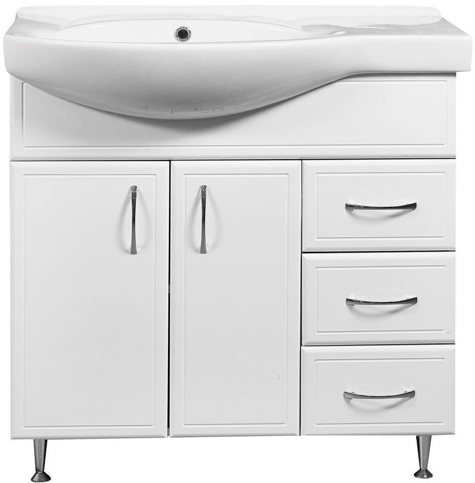 Купить тумба концепт-80 белый левая+раковина коралл,stella polar. в Иваново магазин сантехники Суперстрой