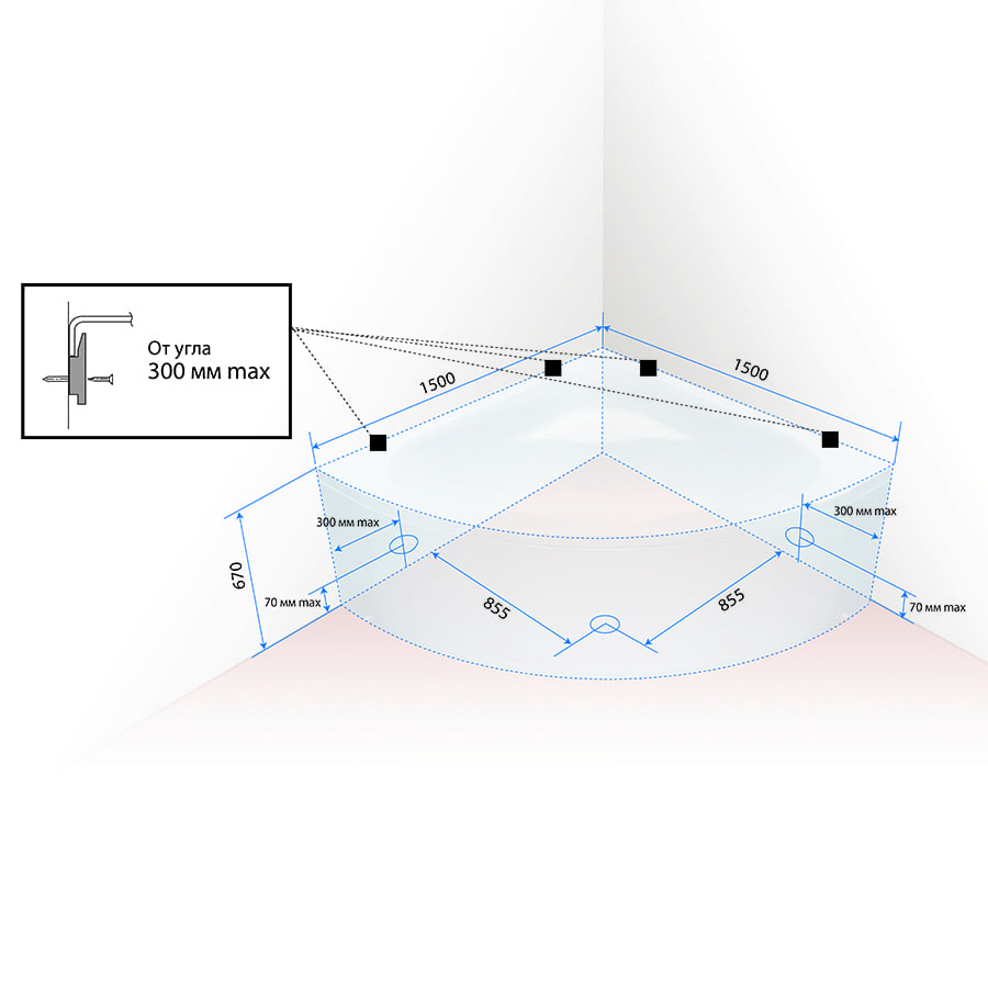 Купить ванна акриловая moscow 1500*1500, тритон. в Иваново магазин сантехники Суперстрой
