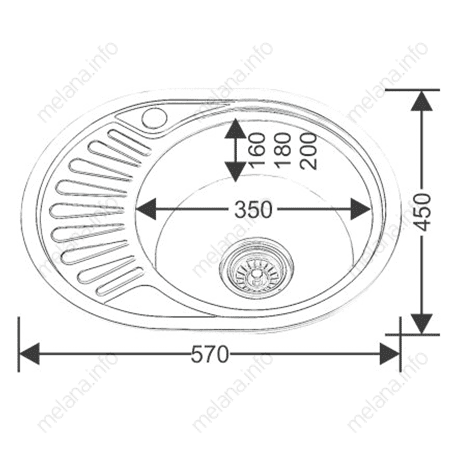 Купить мойка врезная 57*45 (0,8мм) универсальная, melana. в Иваново магазин сантехники Суперстрой