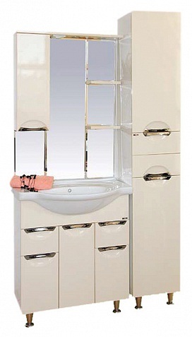 Купить зеркало-шкаф жасмин - 75  лев. (свет) беж. эмаль, misty. в Иваново магазин сантехники Суперстрой