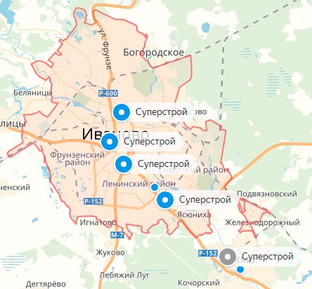 Адреса магазинов сантехники "Суперстрой" в Иваново