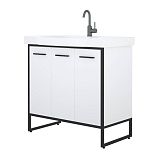 Купить тумба айрон-90 корзина черный/белый+раковина домино-90,corozo. в Иваново магазин сантехники Суперстрой